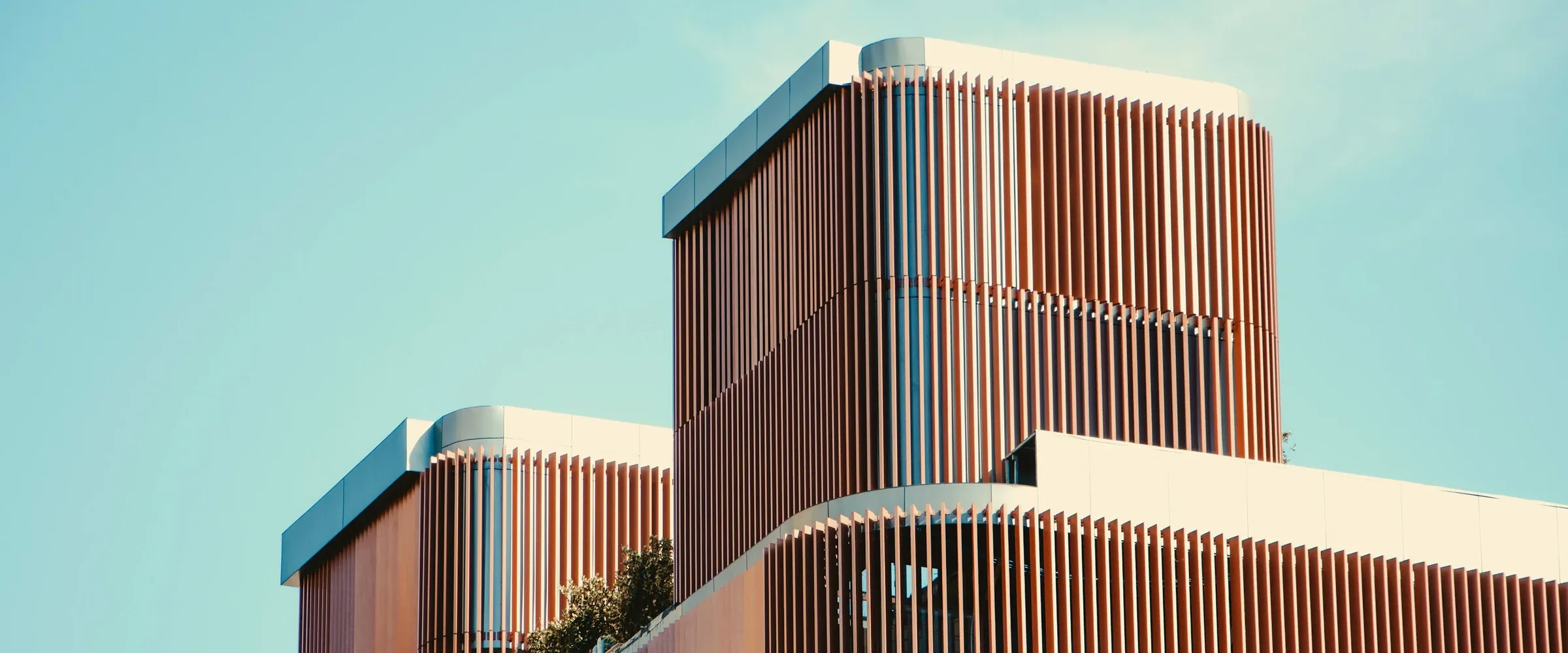 Modern institutional bank building façade in daylight